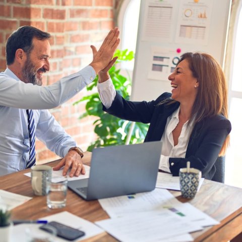 Man and a woman working together